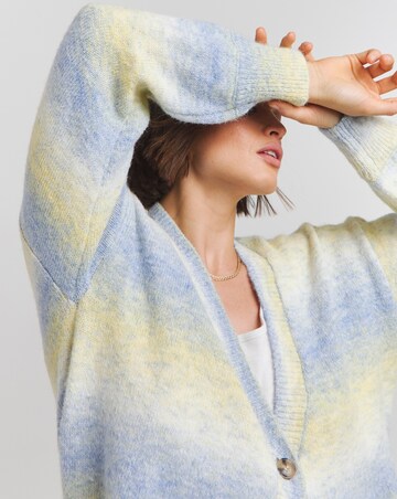 Blue and Yellow Space Dye Ombre Cardigan
