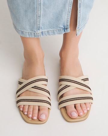 Simply Be Mabel Crossover Strap Flat Mule Sandals - Wide Fit (E)