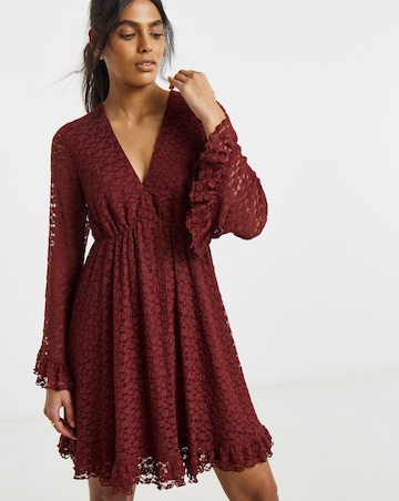 Burgundy Lace Skater Dress