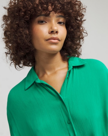 Green Oversized Crinkle Shirt