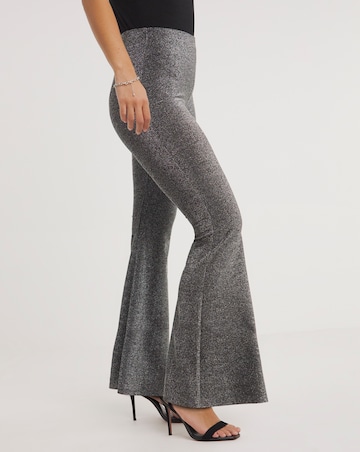 Silver Glitter Knit Jersey Flares