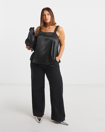 Satin Square Neck Ruched Cami