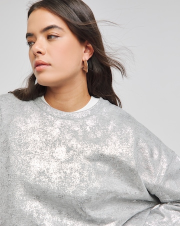 Grey Marl & Silver Distressed Foil Sweatshirt
