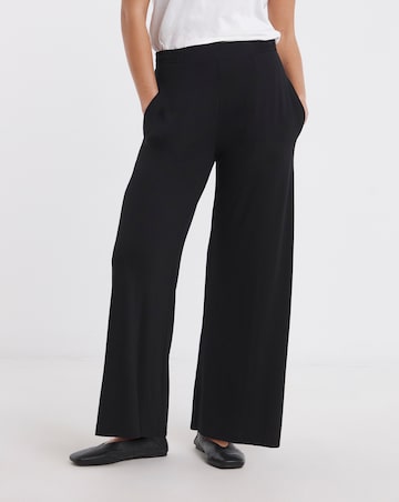 Black Jersey Elasticated Waist Wide Leg Trouser