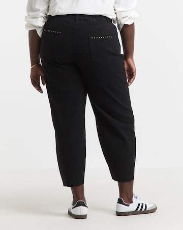 Simply Be Black Side Studded Barrel Leg Jeans