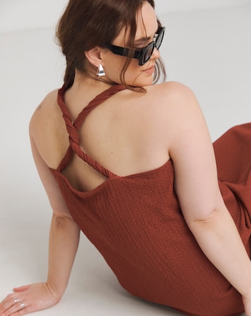 Rust Textured Jersey Trapeze Maxi Dress