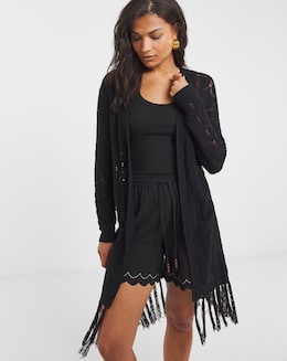 Black Fringe Cardigan