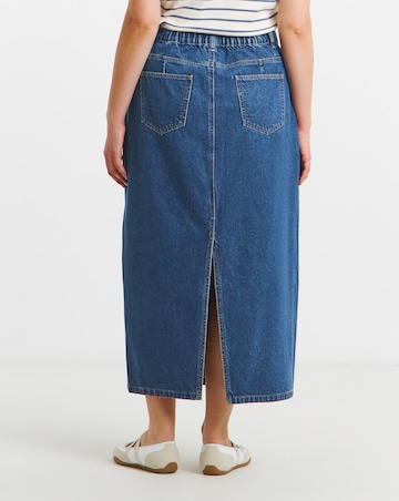 Mid Wash 100% Cotton Authentic Denim Midaxi Skirt