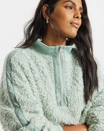 Sage Teddy Fleece 1/4 Zip Sweatshirt
