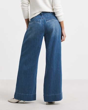 Drape Wide Leg Jeans- Authentic Mid Blue