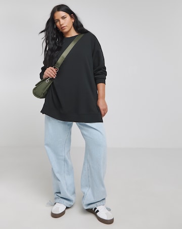 Black Side Split Sweatshirt Tunic