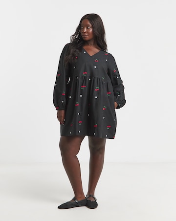 Simply Be Cherry Embroidered Smock Dress