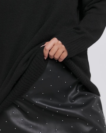 Black PU Embellished Mini Skirt