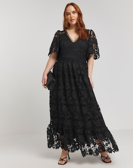 Lovedrobe Lace V-Neck Midaxi Dress