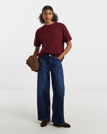 Burgundy & Pink Scallop Edge T-Shirt