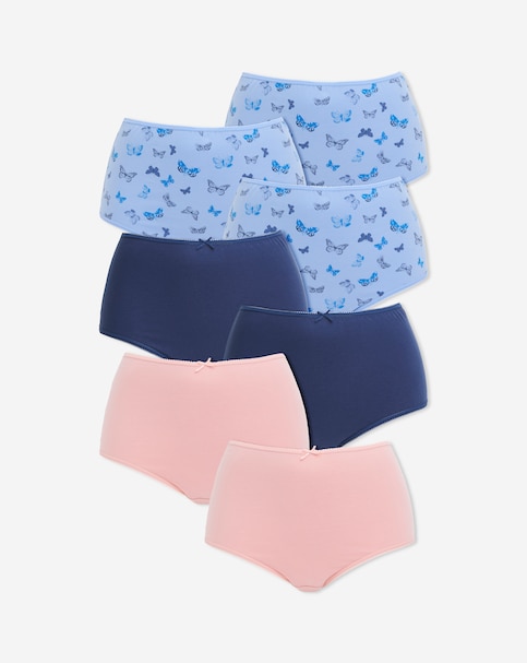 Pretty Secrets (7 Pack) Cotton Full Brief Knickers Butterfly