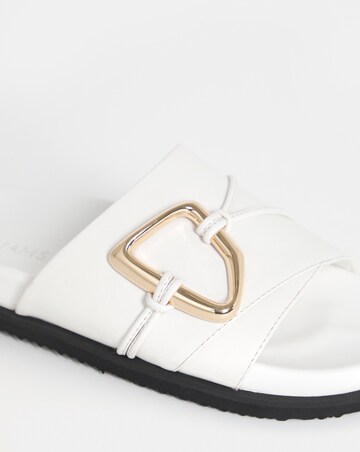 Utica Oversized Trim Leather Mule Sandals - Wide Fit (E)