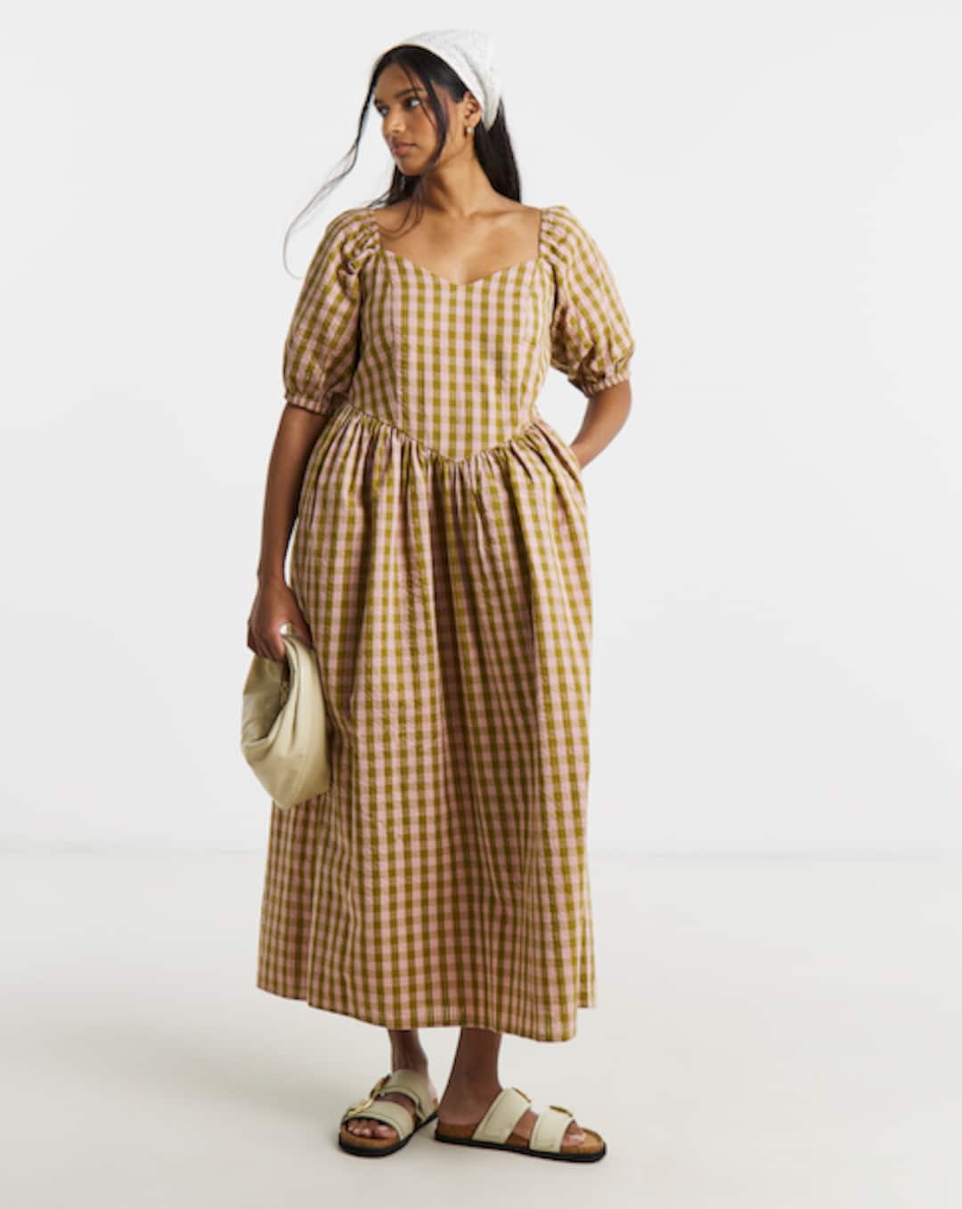 puff sleeve a line maxi dress Women's Rosewood Romance Ivory Multi Floral Flutter Sleeve Maxi Dress | Size: L