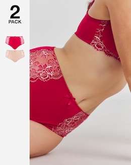 Pretty Secrets (2 Pack) Ella Lace Brief Knickers Pink Multi