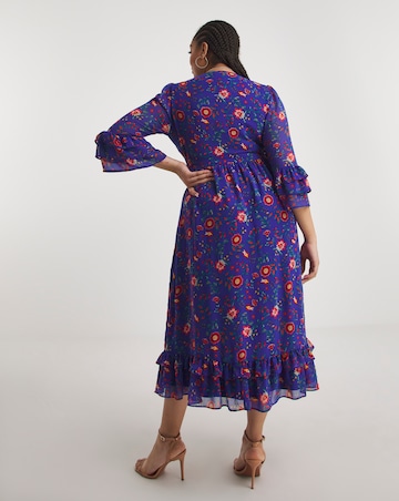 Joanna Hope Tiered Frill Sleeve Midi Dress