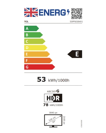 TCL 50In 50PF650K LED 4K HDR PRO Smart Fire TV with Freely
