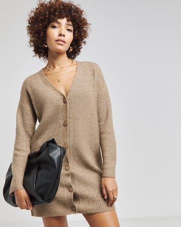 Camel Rib Longline Cardigan