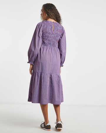 Neon Rose Shirred Detailed Midaxi Dress