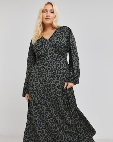Green Animal Supersoft Midi Dress
