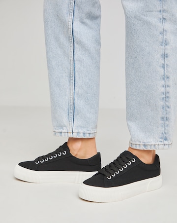 Sicilly Canvas Trainers Chunky Ribbed Sole Wide Fit