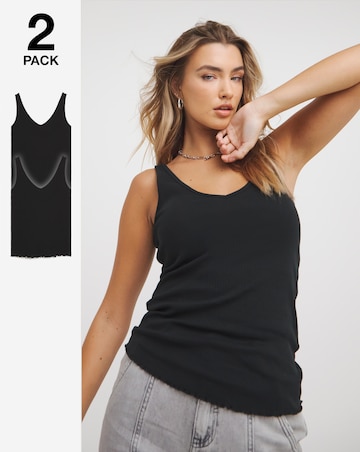 2 Pack Black Multi Wear Vest Tops