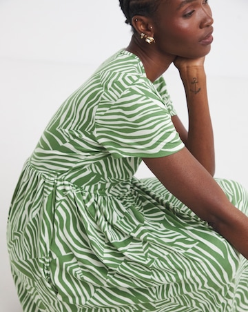 Olive Print Supersoft Midi Dress With Pockets