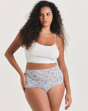 Pretty Secrets (7 Pack) Cotton Full Fit Knickers Blue Floral