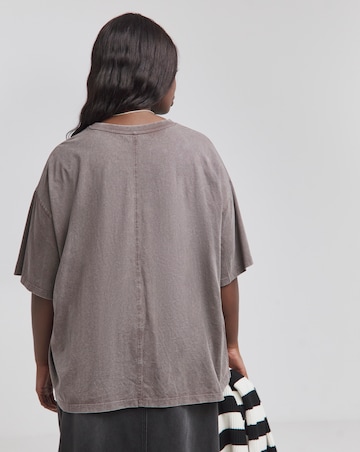 Acid Wash Oversized Slouchy Crew Neck T-Shirt