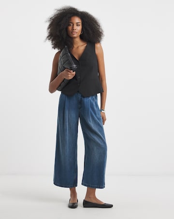 Simply Be Indigo Crop Wide Leg Jeans with Tencel TM Lyocell