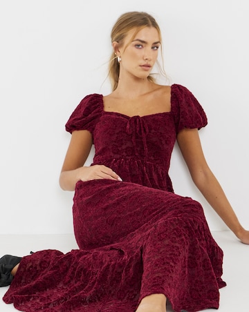Lovedrobe Puff Sleeve Devore Midaxi