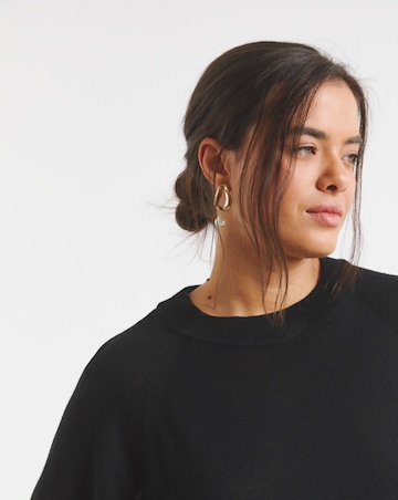 Simply Be Black Short Sleeve Boxy Knitted Jumper