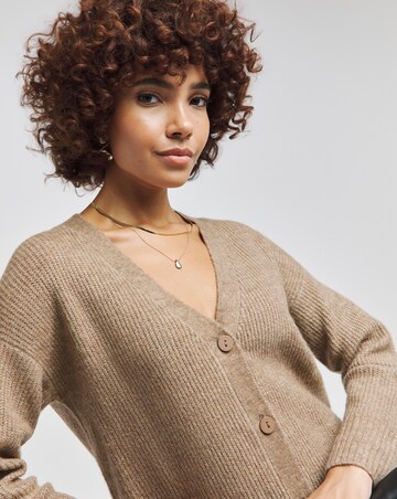 Camel Rib Longline Cardigan