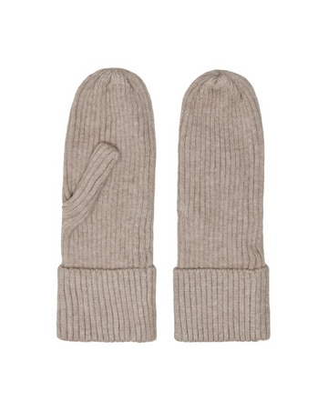 Only Ribbed Knit Mocha Mittens
