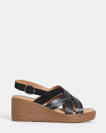 Hudson Crossover Stitch Detail Leather Wedged Sandals - Extra Wide Fit (EEE)