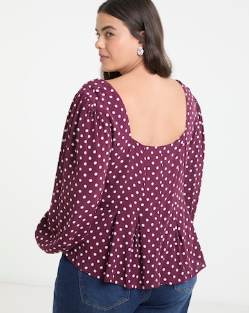 Polka Dot Button Down Tea Blouse