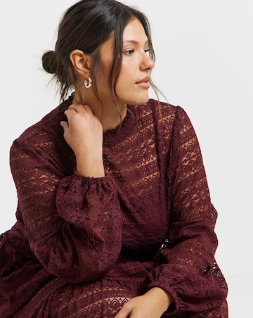 Burgundy Lace Midi Dress
