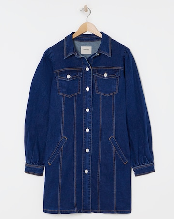 Indigo Long Sleeve Boxy Denim Mini Dress