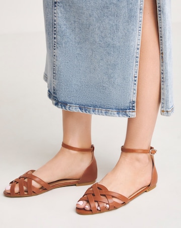 Lydia Cut Out Peep Toe Ballerina - Wide Fit (E)