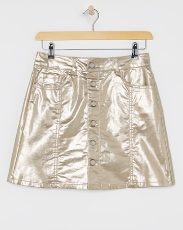 Simply Be X Twisted Wunder Gold Denim Mini Skirt