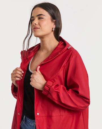 Simply Be Red Longline Rubberised Raincoat