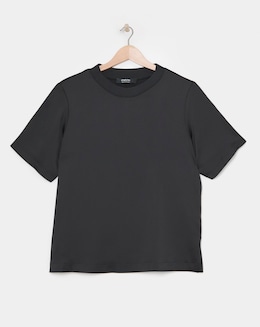 Satin Ribbed Neck Boxy Top