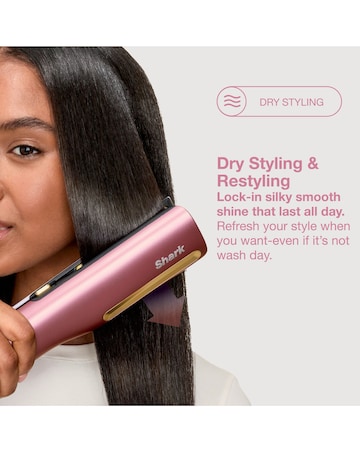 Shark SilkiPro Straight Hair Straightener + Dryer in One Tool HT401UKPK Pink