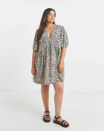 Simply Be Animal Waffle Waist Detail Skater Dress