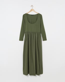 Khaki Jersey/Poplin Mix Dance Dress