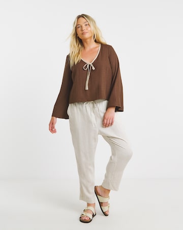 Simply Be Contrast Trim Tie Front Blouse